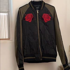 Forever 21 bomber jacket w/roses